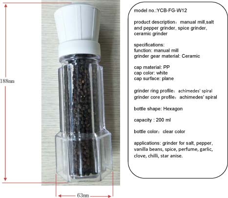 manual mill,salt and pepper grinder, spice grinder, ceramic grinder