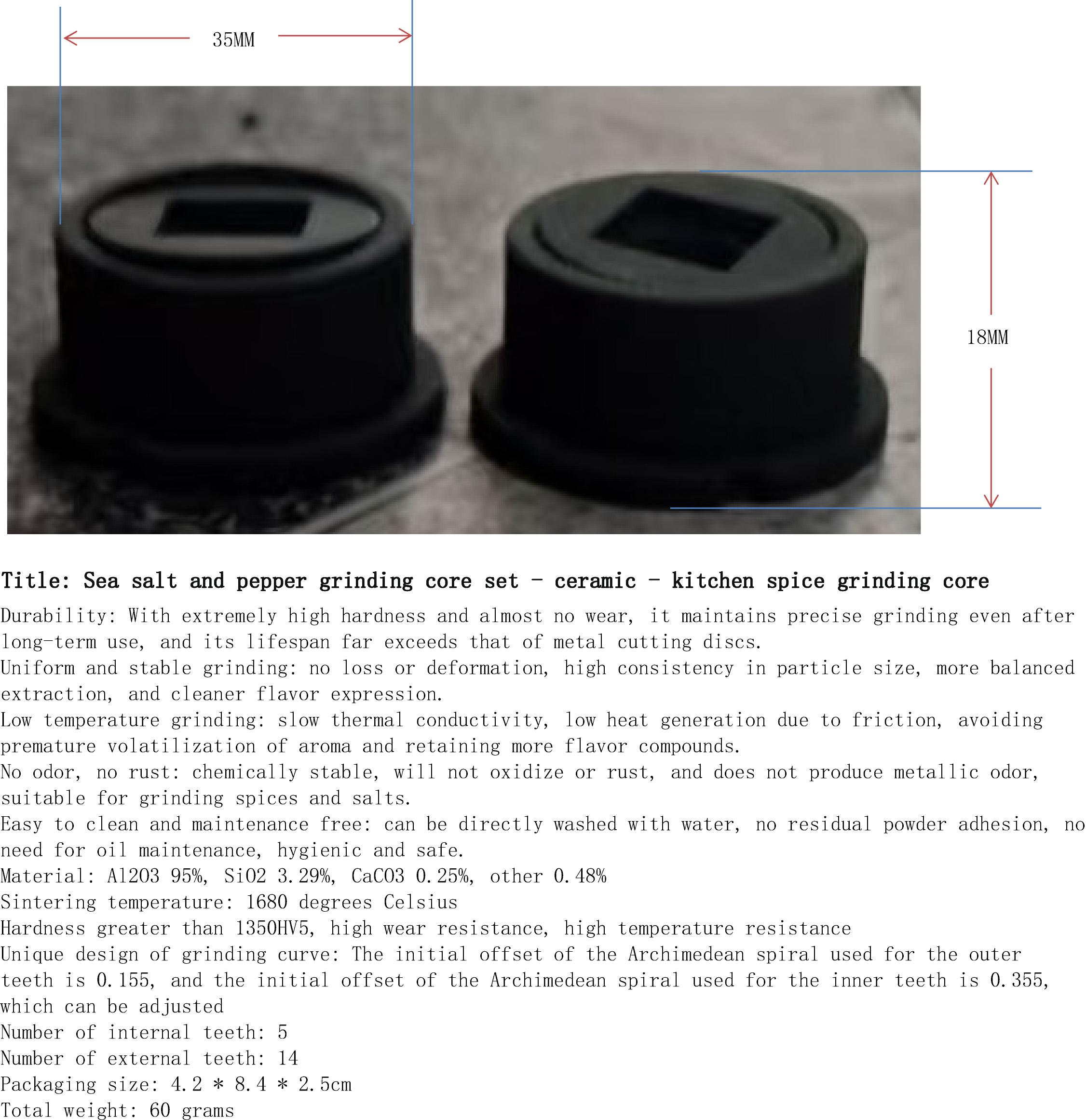 海盐与胡椒研磨芯2件套-陶瓷-厨房香料磨芯